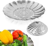 G2J Brothers® Steamer Basket, Vegetable Steamer, Stainless Steel Steamer Food, Value Steamer Baskets for Cooking, Healthy Steamer Basket, Folding Expandable to Fit Various Size Pot (6" to 11")