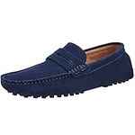 yldsgs Men's Penny Loafers Moccasin Suede Leather Slip On Casual Dress Driving Shoes, Dark Blue, 8