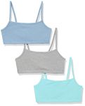 Hanes Women's Bralette, Breathable Pullover Bra, Crop Top, Solid Or Assorted, 3-Pack, Opaque, Denim Jacket/Concrete Heather/Ultra Blue, XXL (Pack of 3)