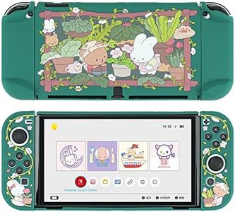 GeekShare Protective Case Slim Cover Case Compatible with Nintendo Switch OLED and Joy-Con - Shock-Absorption and Anti-Scratch Skin Case for OLED Switch - Bunny Garden