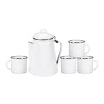 Stansport Enamel Percolator Coffee Pot & 4 Mug Set (11230-03), White