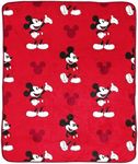 Disney Mickey Mouse Plush Throw Blanket - Measures 50 x 60 Inches - Kids Super Soft Red Fleece Bedding