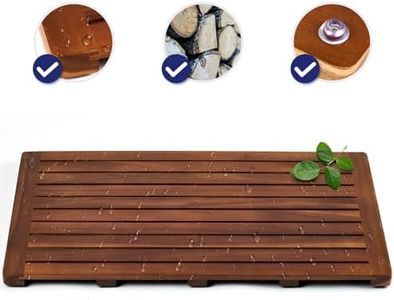 Teak Shower Mat, 32 x 18 inch Wood Bath Mat for Inside Shower, Premium Wooden Shower Floor Mat, Teak Wood Bath Mat for Bathroom Spa & Outdoor Use