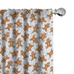 Ambesonne Gingerbread Man Window Curtains, Traditional Christmas Cookie Pattern Tile, Lightweight Decor 2-Panel Set with Rod Pocket, Pair of - 28" x 63", Light Caramel