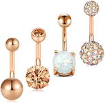 Briana Williams 14G Belly Button Rings Bananabell Piercing Belly Navel Bars 10mm Curved Barbell Piercing for Women Men Body Piercing Jewellery 5PCS