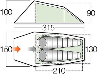 Vango Orion 200 2-Person Tunnel Tent – 5000mm HH, Alloy Poles, Lightweight