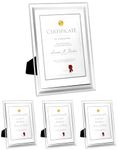 QWORK® 2 Pack A4 Glass Photo Frame Certificate Frame Freestanding or Wall Mounting for Displaying Family Photos Pictures Certificates and more (Silver)