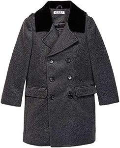 Isaac Mizrahi Boy's CT1011 2-20 Double Breasted Wool Blend Peacoat - Charcoal - 8