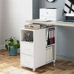 HOCSOK Mobile File Cabinet, Office Filing Cabinet with Open Shelves and Drawers, Under Desk File Cabinet