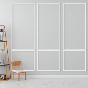 6 Frames Wall Molding Kit, Premade Wainscoting Panels, Pre-Cut Wall Molding Panel Kits, Wainscot Wall Panel for Living Room Bedroom Accent Wall ((63 x 31 in) (Symmetrical Type))