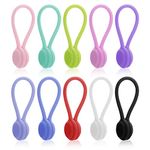 Lusofie 10 PCS Magnetic Cable Ties Silicone Cable Clips Cord Organizer Reusable Magnetic Cord Ties USB Cable Manager for Office, School, Home