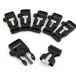 MEETOZ 10pcs Side Release Whistle Buckle with Flint Fire Starter Scaper for Survival Paracord Bracelet