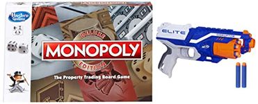 Monopoly Deluxe Edition Game, Fantasy Board Game, Games &Nerf Disruptor Elite Toy Blaster 6-Dart Rotating Drum, Slam Fire, Includes 6 Official Nerf Elite Darts