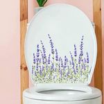 BIBITIME Bathroom Toilet Seat Cover Decals Sticker Vinyl Toilet Lid Decal Decor (9.8" x 11.8", Purple Lavender)