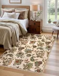 Morebes Vintage 5x7 Area Rug, Washable Living Room Rug Non Slip, Soft Distressed Retro Paisley Floral Bedroom Rug Floor Throw Carpet for Entrance Entry Dining Apartment Dorm, Beige