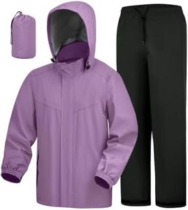 iCreek Waterproof 2 Piece Rain Suit for Men Women Packable Rain Gear Set (Light Purple, S)
