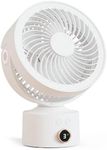 CARONSORT Desk Fan - Small Oscillating Air Circulator for Bedroom, Rechargeable Battery Operated with 3 Speeds, Mini 9 Inch Fan, 90 Adjustable Tilt, Low Noise 30 db, White