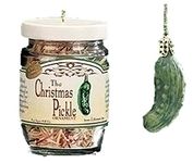 Roman 2-Piece Exclusive Christmas Pickle and Decorated Glass Jar Hanging Ornament, 1.5-Inch