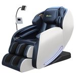 Real Relax 2026 Full Body Massage Chair,Zero Gravity SL-Track Shiatsu Massage Recliner with Upgraded Phone Holder,Child Lock, Pause Button and LED Lights,Favor-06 Blue and White
