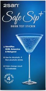 Drink Spike Test Stickers, 2San SafeSip Plus, Tests for GHB, Ketamine, Rohypnol (FLZ), Color Change Read in 3 Minutes, Phone Back Stick On, 4 Single Use Stickers (1 Pack)