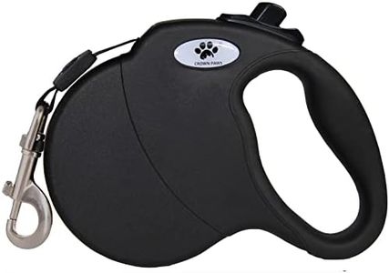 CROWN PAWS 16 ft Retractable Dog Leash for Large Dogs up to 110 lbs,Tangle-Free Nylon Tape,Black Dan L
