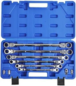 WINMAX TOOLS AUTOMOTIVE 6PCS Metric Flex-Head Extra Long Ratcheting Wrenches, Double Box End Extra Long Gear Ratcheting Wrench Set with 8mm 9mm 10mm 11mm 12mm 13mm 14mm 15mm 16mm 17mm 18mm 19mm