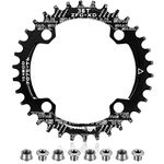 Boao Chainring 104 BCD Chainring 32T Chainring Narrow Wide Single Chain Ring with 4 Pieces Sprocket Bolts for Road Bikes, Mountain Bikes, BMX MTB Bike(36T,Black)