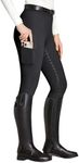 FitsT4 Sports Women's Full Seat Riding Tights with Zipper Pockets Horseback Riding Pants Equestrian Breeches for Women Black XL