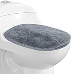 Toilet Lid Cover Soft Machine Washable Plush Elongated Toilet Seat Cover Non Slip & Quick Dry for Bathroom (Grey)