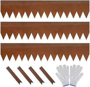 Worth Garden 3 Pack Pre-Rusted Cor-Ten Steel Landscape Edging - 40" L x 8" H Each (10Ft Total) - No-Dig Hammer-in Heavy Duty 14-Gauge Metal Edging Border w/ 4 Clips & Gloves - Edge for Lawn Yard