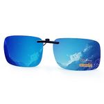 Goiteia Blue Polarized Clip On Sunglasses Over Prescription Glasses Men Women|Compact Fit|Non-Flip Up