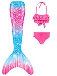 Mermaid Tails for Swimming Girls Swimsuit Princess Bikini Bathing Suit Set Birthday Gift for Kids,Girls, Children, R3-c, 7-8 Years