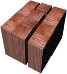 PrimeZone 432 PCS Solid Acacia Wood Interlocking Patio Deck Tiles - 12" x 12" Indoor Outdoor Waterproof Flooring Tiles for Balcony, Backyard, Garden & Poolside, All Weather Use, Brown