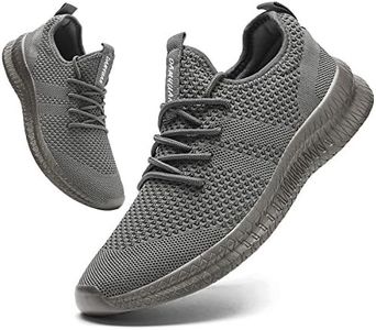 FUJEAK Men Running Shoes Men Casual Breathable Walking Shoes Sport Athletic Sneakers Gym Tennis Slip On Comfortable Lightweight Shoes, A Darkgrey, 6.5