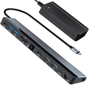 USB C Docking Station Dual Monitor with 96W Adapter: NewQ 12-in-1 Thunderbolt 3 | 4 Dock, Dual 4K HDMI, 4 USB, Audio, Ethernet, SD/TF Reader, 18W PD Out, for MacBook, HP, Dell, Lenovo, Asus, Acer, etc