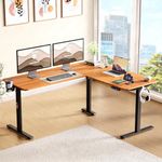 Lukzer L-Shape Electric Height Adjustable Desk with USB & Type-C Digital Display Advance Memory Preset Sit Stand Home Office Table | EST-001/UC-Black & Oak Brown | DIY Setup with 3 Years Warranty