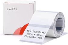 NIIMBOT B1 Label Tape B21 Transparent Labeling Tape 1.57" X 1.18" (40x30mm) Thermal Label Print Paper NIIMBOT Labels for Barcode/Address/Mailing/Logo/Business/Home Tag, 230 Labels/Roll, Clear