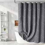 Boho Gray Shower Curtain Tufted Chevron Striped Shabby Chic Textured Cloth Shower Curtains for Bathroom, Modern Farmhouse Waterproof Shower Curtain Set with Hook, 72x72