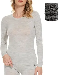 MERINNOVATION Merino Wool Base Layer Women 100% Merino Wool Long Sleeve Thermal Shirts for Women for Skiing Hiking