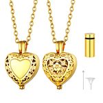 U7 Ashes Jewellery Men Gold Heart Locket Ash Pendant Vial Necklace For Women Stainless Steel Cremation Necklaces