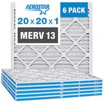 Aerostar Pleated Air Filter, MERV 13, 20x20x1, Pack of 6