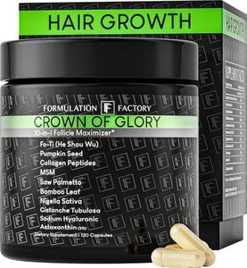 Formulation Factory Crown of Glory 10-in-1 Hair Growth Products - DHT Blocker for Men & Women with Pumpkin Seed Oil - Hair Vitamins for Faster Growth & Thickness - 120 Capsules, 2 Month Supply