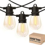 100FT Outdoor Garden String Lights, Yuucio 30X1W LED Bulbs Festoon Lights Mains Powered,Weatherproof Indoor/Outdoor Patio String Lights for Backyard,Party,Wedding,Terrace Warm White (‎CMC-O30XA)