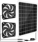 15W Solar Powered Fan for Chicken Coop Dog House Outside Shed Greenhouse, Solar Fan with Two IPX7 Waterproof Fans 6.5Ft Cable Installation Kits
