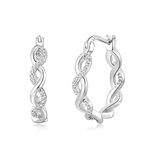 Senteria Silver Hoops Earrings for Women Hypoallergenic 925 Sterling Silver Hoop Earrings Lightweight Small Silver Hoop Earrings Twisted Hoop Earrings(20mm)