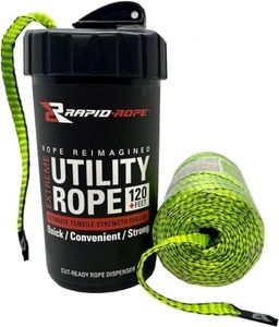 Rapid Rope Canister 120ft G2 Green Flat Tactical Paracord, Made in USA, 1100lb Tested Heavy Duty Poly Rope Test Cord, Non-Tangle Dispenser Included – Hiking, Camping, Survival, Utility, Climbing