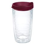 Tervis Clear & Colorful Insulated Tumbler, Plastic, Maroon Lid