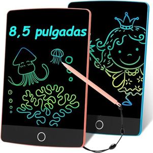 Topfree Tableta de Escritura Color LCD, 8.5' Electight Tablet Escritura Pantalla Colorido Infantil, Juguetes Educativo Niños con Borrable y Bloqueo Función, para el Hogar, Escuela, Rosa/Azul (CP001)
