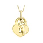 Carissima Gold Women's 9ct Yellow Gold Heart Padlock and Key Pendant on Curb Chain Necklace of 46cm/18"