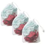 3 Laundry Wash Bags Fine Mesh Reusable Washing Machine Bags Net Lingerie Wash Bra Delicate Hosiery (Pack of 3-30 * 40)